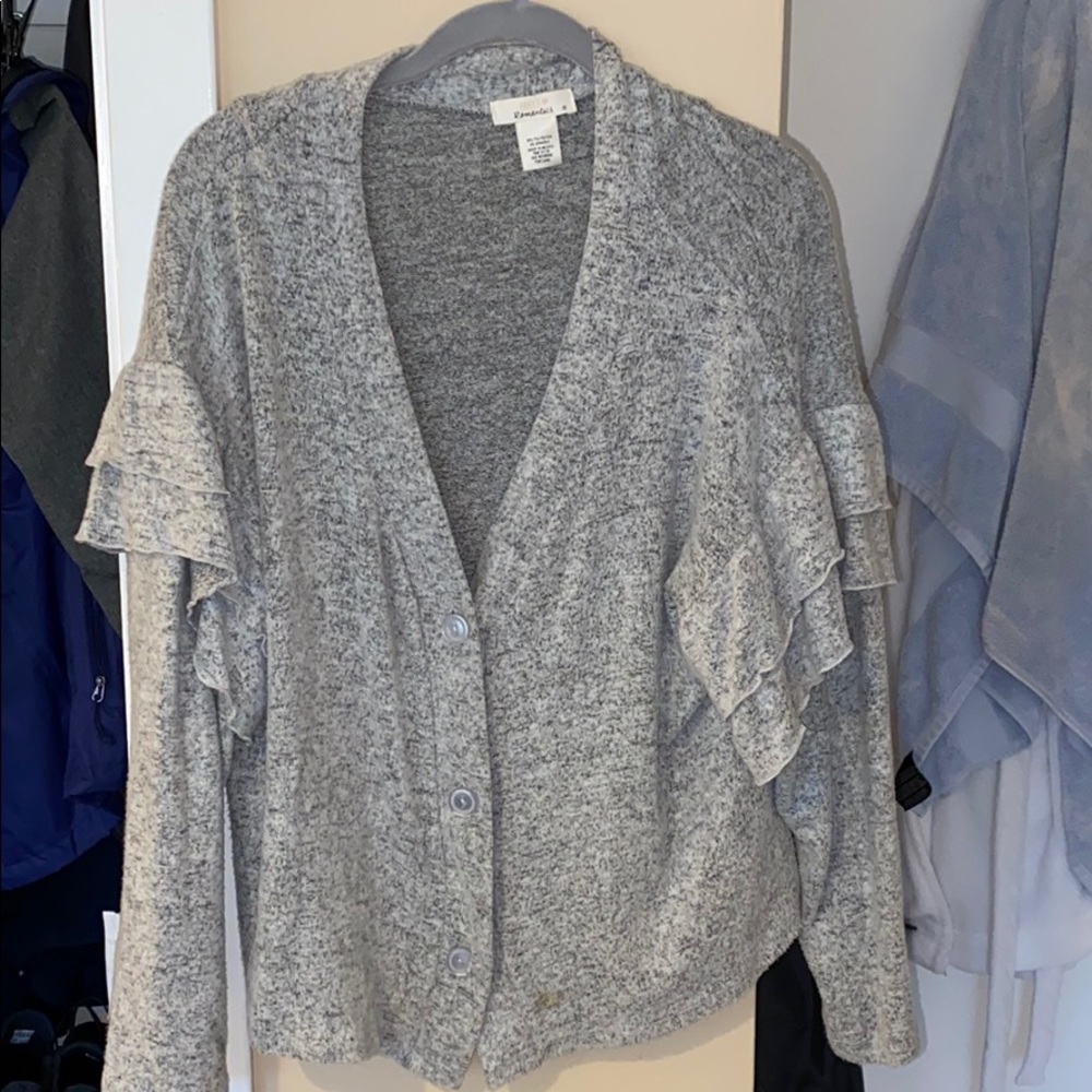 Super soft ruffle sleeve sweater